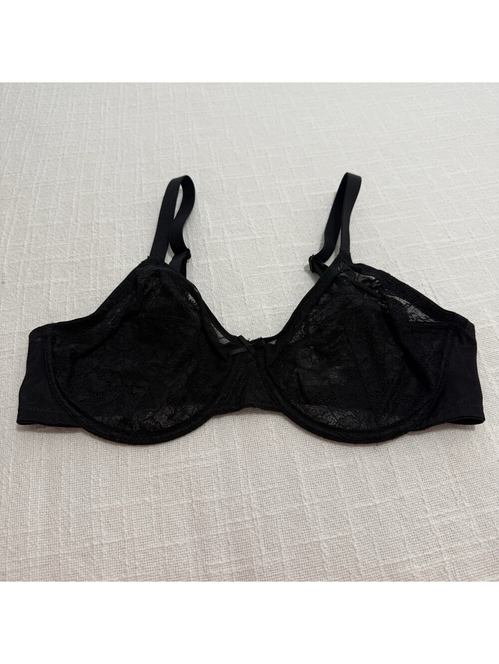 HSIA 36C Enchante Unlined Black Lace Underwire Bra Minimizer